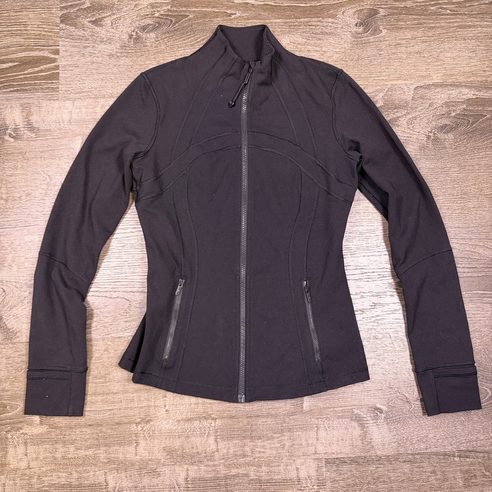 Lululemon Define Jacket Women 8 Black Full Zip Athletic Yoga Workout Ribbed